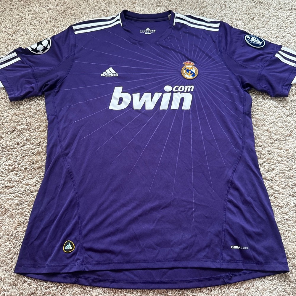 Adidas Real Madrid 2010 2011 Away Jersey Purple Bwin XL P95678 Champions League